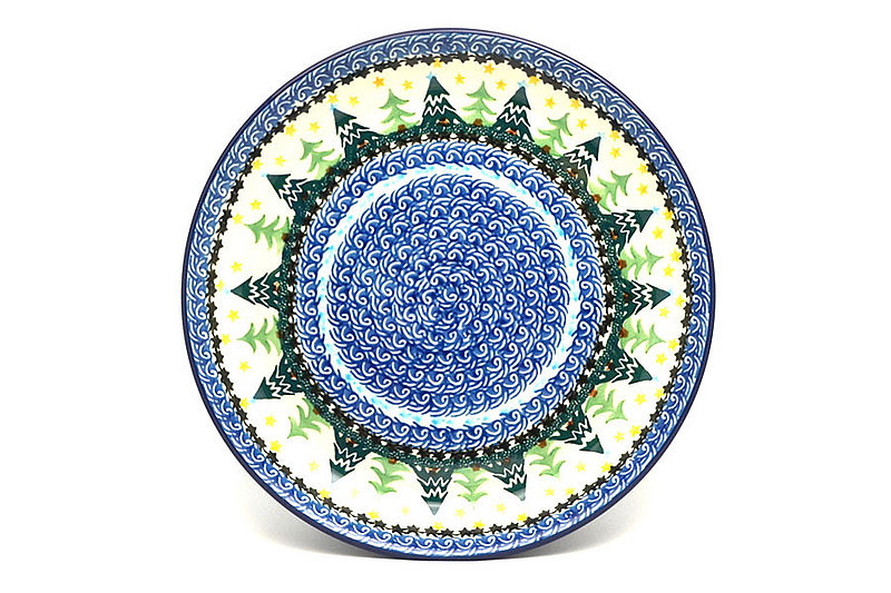 Ceramika Artystyczna Polish Pottery Plate - 9 1/2" Luncheon - Christmas Trees 302-1284a (Ceramika Artystyczna)