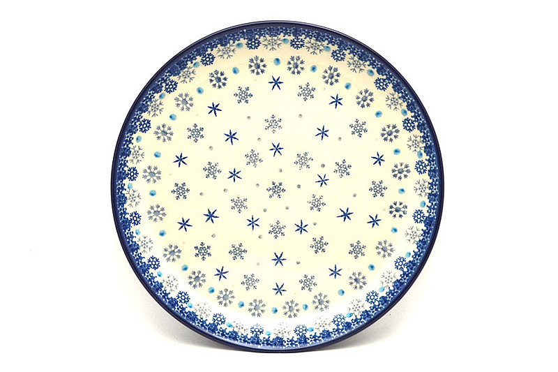 Polish Pottery Plate - 9 1/2" Luncheon - Silver Snow