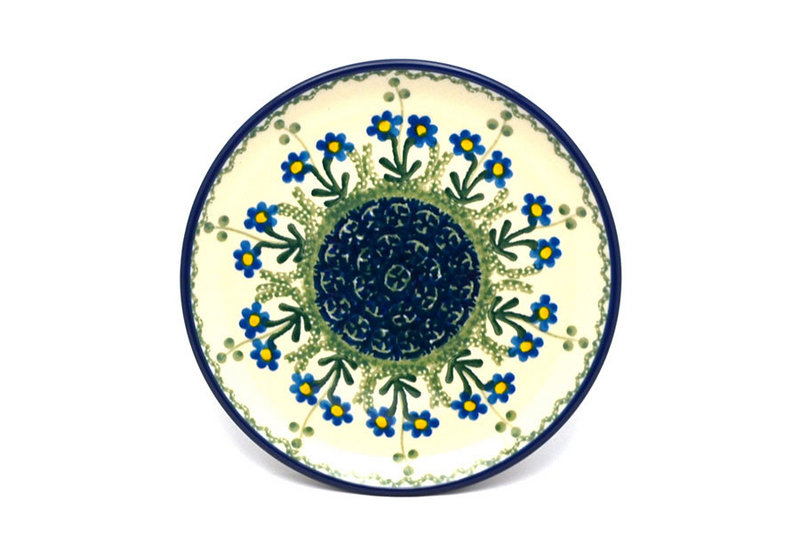 Polish Pottery Plate - Bread & Butter (6 1/4") - Blue Spring Daisy