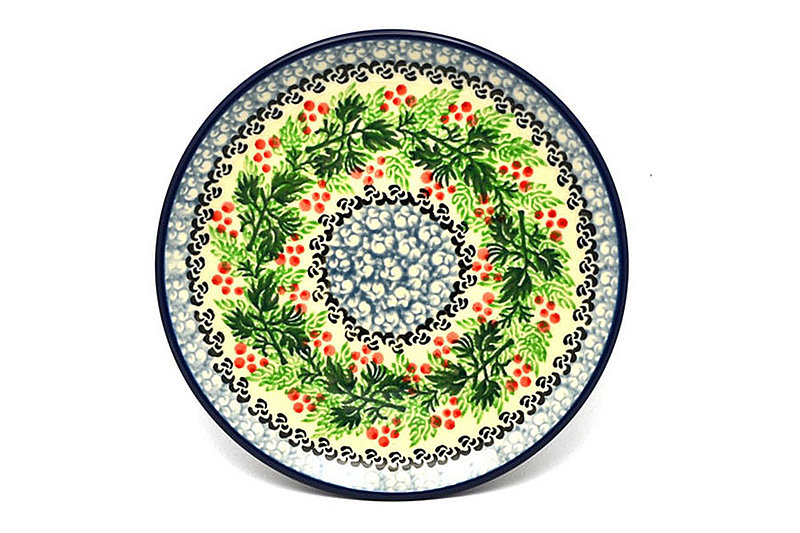 Polish Pottery Plate - Bread & Butter (6 1/4") - Holly Berry