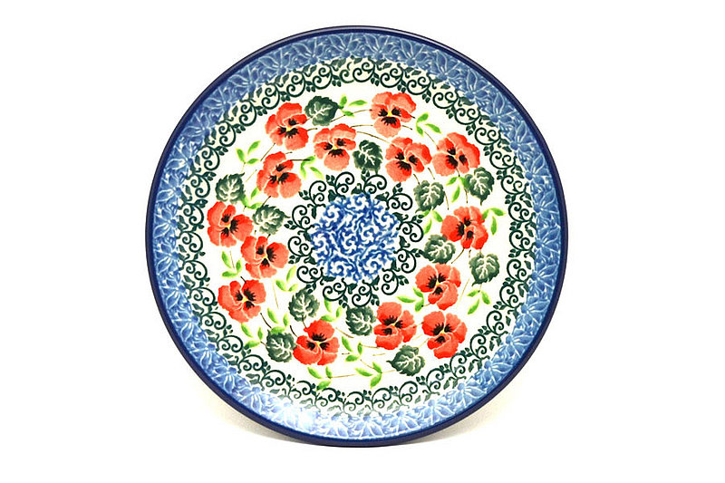 Polish Pottery Plate - Bread & Butter (6 1/4") - Red Pansy