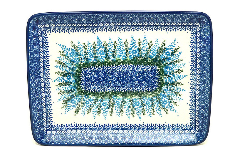 Ceramika Artystyczna Polish Pottery Plate - Rectangular - Virginia Blue Bells 111-3279a (Ceramika Artystyczna)
