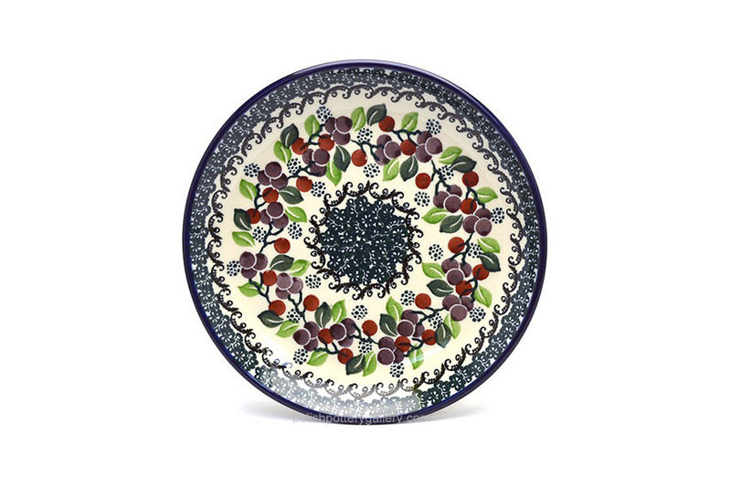 Polish Pottery Plate - Salad/Dessert (7 3/4") - Burgundy Berry Green