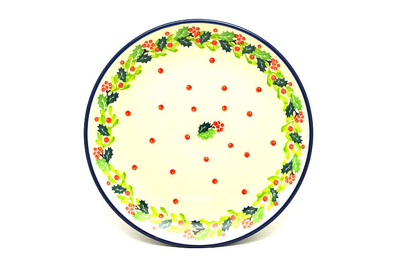 Polish Pottery Plate - Salad/Dessert (7 3/4") - Christmas Holly
