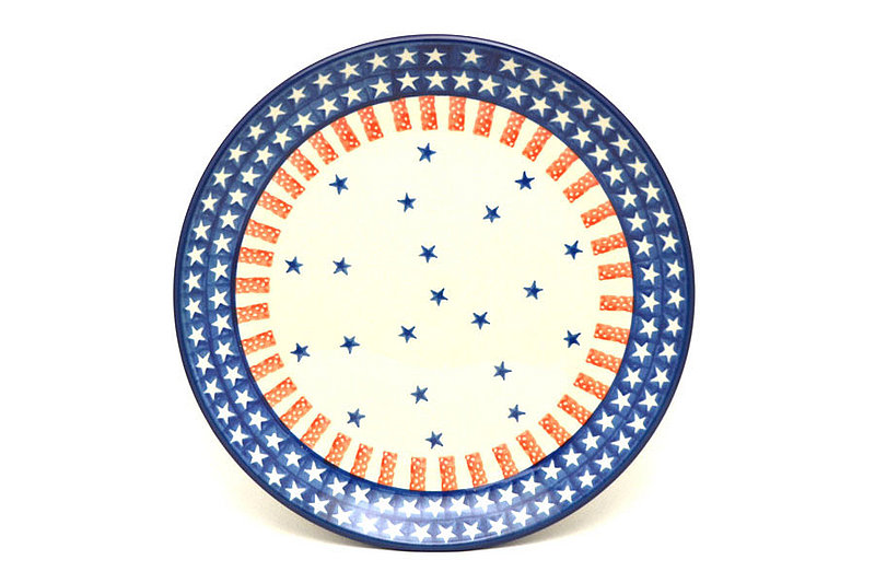 Ceramika Artystyczna Polish Pottery Plate - Salad/Dessert (7 3/4") - Stars & Stripes 086-0179a (Ceramika Artystyczna)