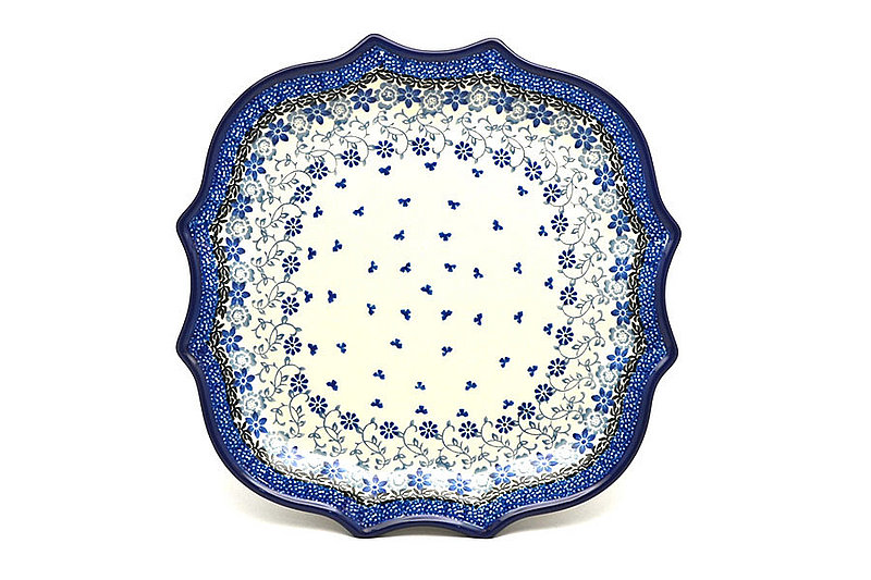 Ceramika Artystyczna Polish Pottery Plate - Serpentine Edge - Silver Lace 507-2158a (Ceramika Artystyczna)