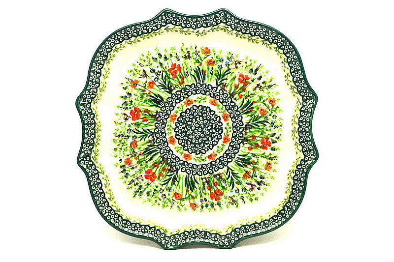 Ceramika Artystyczna Polish Pottery Plate - Serpentine Edge - Unikat Signature U4335 507-U4335 (Ceramika Artystyczna)