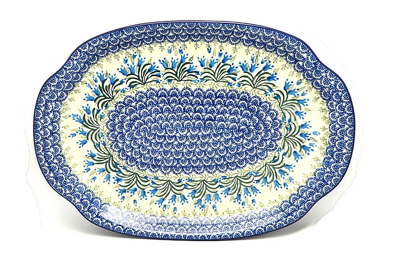 Ceramika Artystyczna Polish Pottery Platter - Oval - Blue Bells 684-1432a (Ceramika Artystyczna)