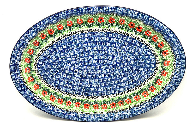 Ceramika Artystyczna Polish Pottery Platter - Oval with Scalloped Inset - Maraschino 614-1916a (Ceramika Artystyczna)