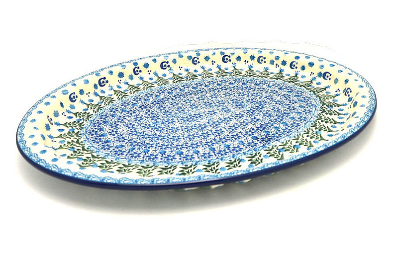 Polish Pottery Platter - Oval with Scalloped Inset - Silent Night