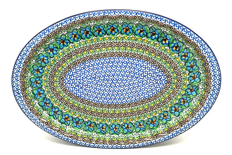 Ceramika Artystyczna Polish Pottery Platter - Oval with Scalloped Inset - Unikat Signature - U0151 614-U0151 (Ceramika Artystyczna)