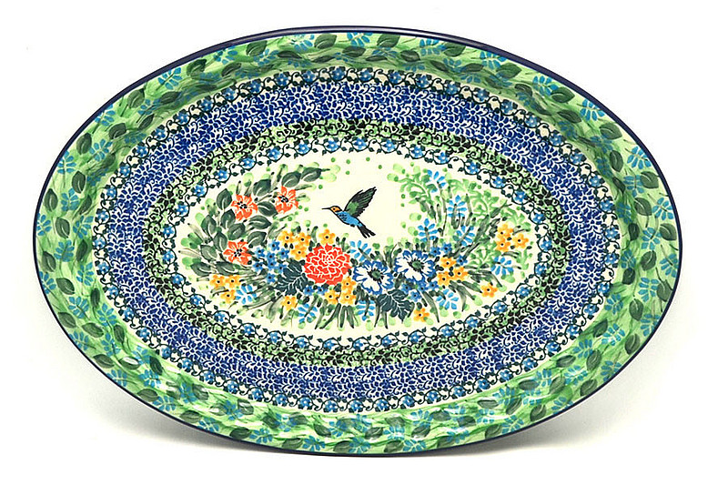 Ceramika Artystyczna Polish Pottery Platter - Oval with Scalloped Inset - Unikat Signature - U3271 614-U3271 (Ceramika Artystyczna)