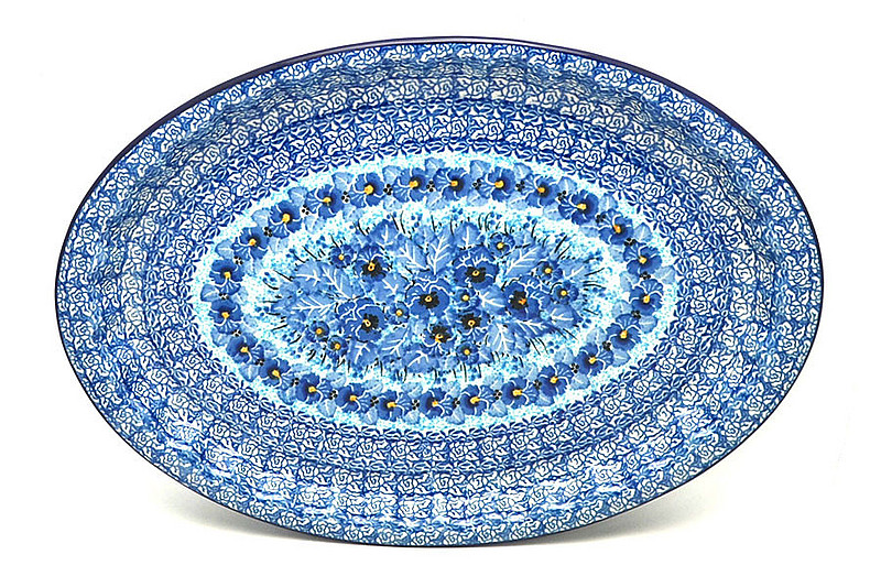 Ceramika Artystyczna Polish Pottery Platter - Oval with Scalloped Inset - Unikat Signature - U3639 614-U3639 (Ceramika Artystyczna)
