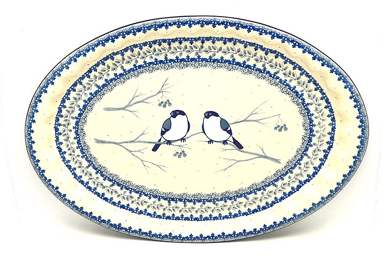 Ceramika Artystyczna Polish Pottery Platter - Oval with Scalloped Inset - Unikat Signature - U4830 614-U4830 (Ceramika Artystyczna)