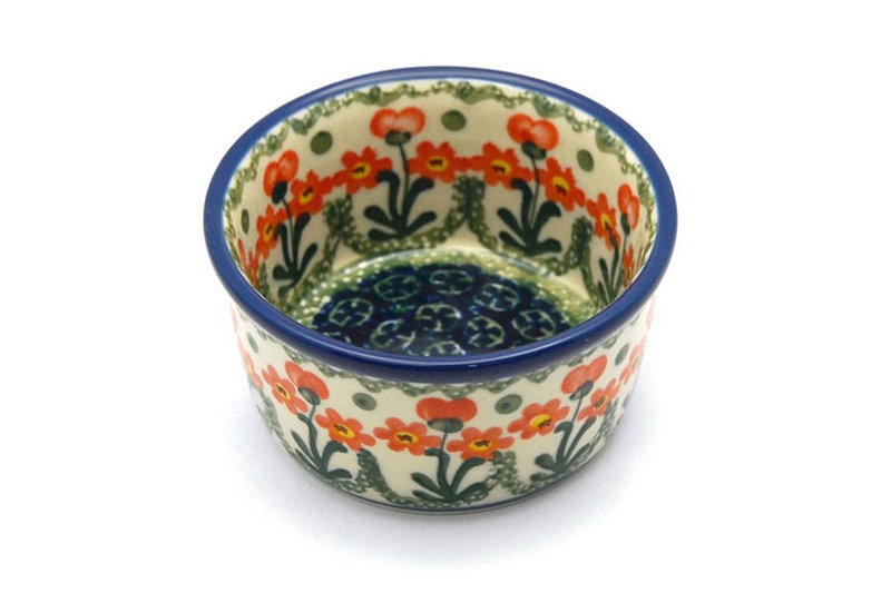 Polish Pottery Ramekin - Peach Spring Daisy