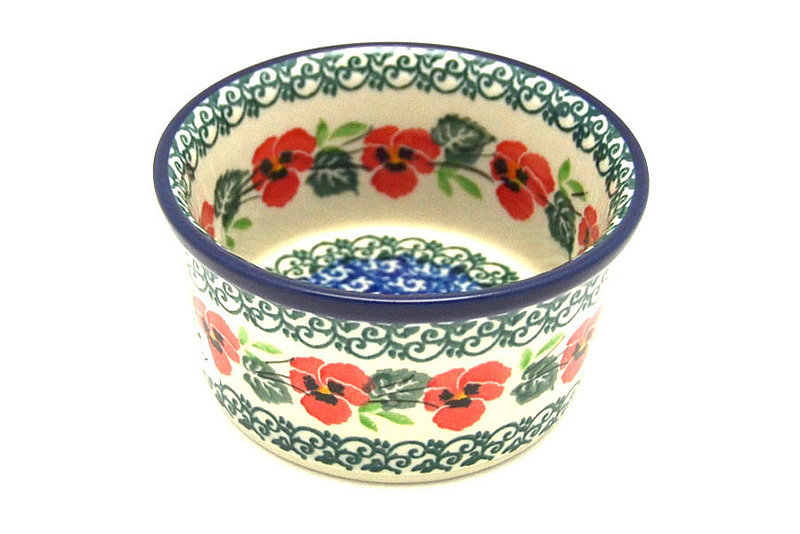 Ceramika Artystyczna Polish Pottery Ramekin - Red Pansy 409-2538a (Ceramika Artystyczna)