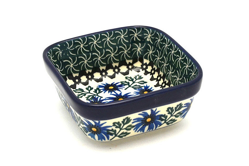 Ceramika Artystyczna Polish Pottery Ramekin - Square - Blue Chicory 428-976a (Ceramika Artystyczna)