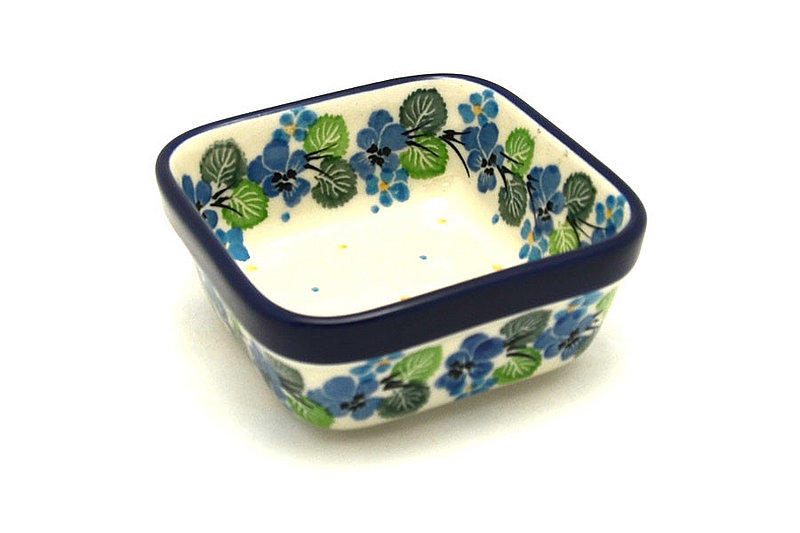 Ceramika Artystyczna Polish Pottery Ramekin - Square - Spring Viola 428-2339a (Ceramika Artystyczna)
