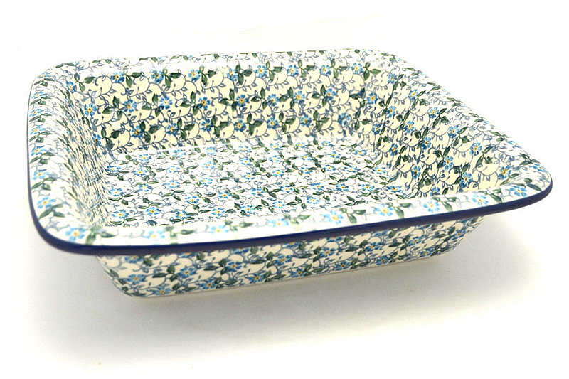 Ceramika Artystyczna Polish Pottery Rectangular Baker with Rim - Forget-Me-Knot 856-2089a (Ceramika Artystyczna)