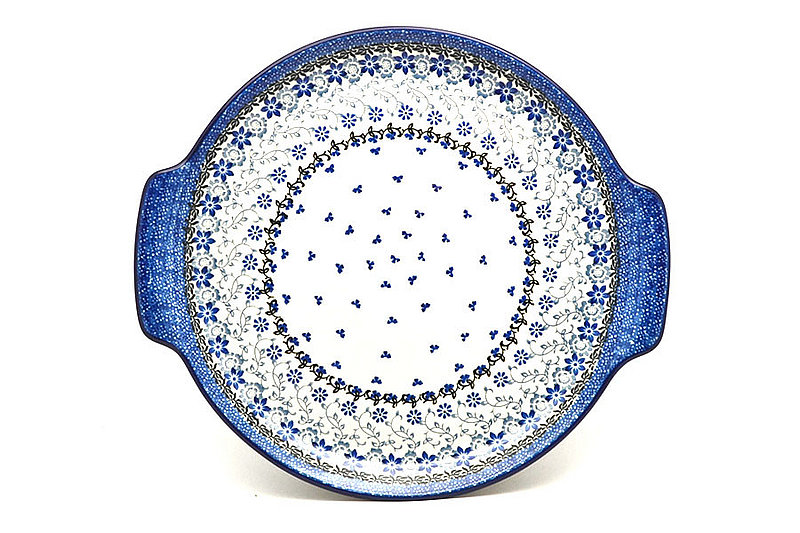Ceramika Artystyczna Polish Pottery Round Tray with Handles - Silver Lace 152-2158a (Ceramika Artystyczna)