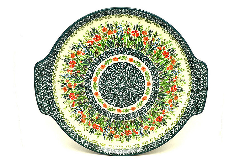 Ceramika Artystyczna Polish Pottery Round Tray with Handles - Unikat Signature - U4335 152-U4335 (Ceramika Artystyczna)