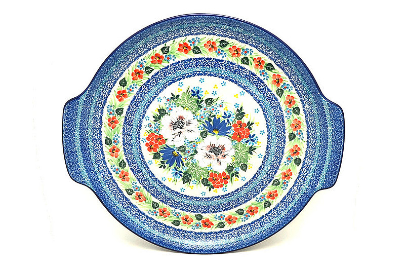 Ceramika Artystyczna Polish Pottery Round Tray with Handles - Unikat Signature - U5156 152-U5156 (Ceramika Artystyczna)