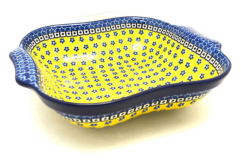 Ceramika Artystyczna Polish Pottery Rounded Square Bowl with Handles - Sunburst 425-859a (Ceramika Artystyczna)