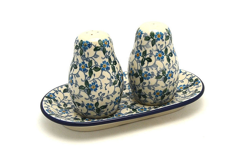 Ceramika Artystyczna Polish Pottery Salt & Pepper Set - Forget-Me-Knot 131-2089a (Ceramika Artystyczna)