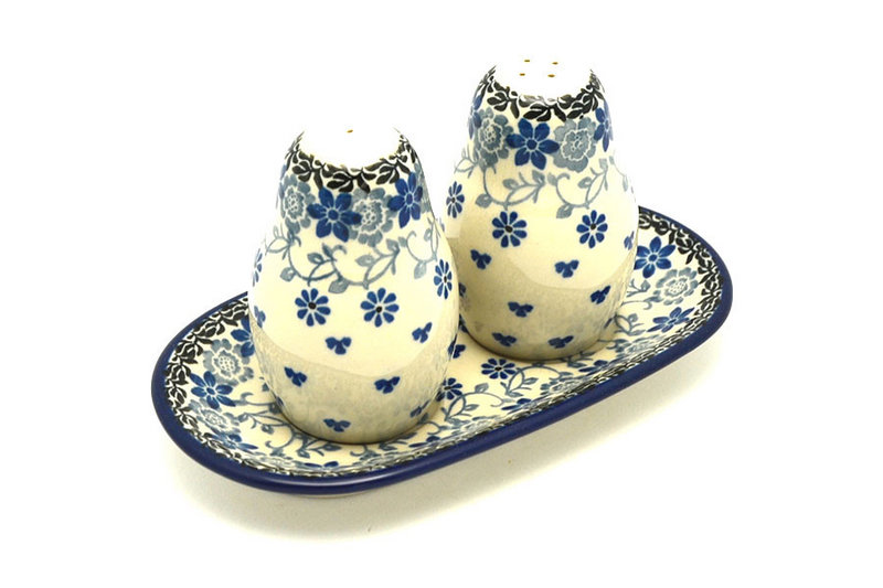 Ceramika Artystyczna Polish Pottery Salt & Pepper Set - Silver Lace 131-2158a (Ceramika Artystyczna)