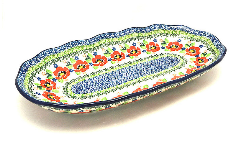 Ceramika Artystyczna Polish Pottery Scalloped Oval Tray - Danish Garden A42-3219a (Ceramika Artystyczna)