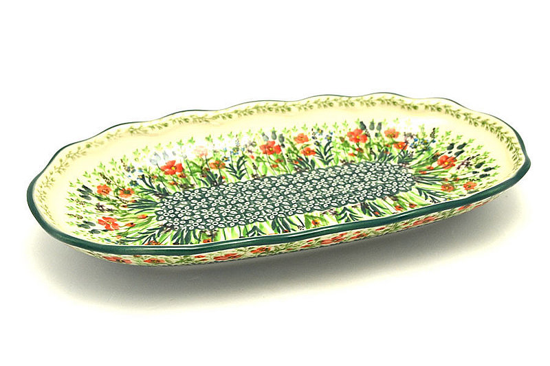 Ceramika Artystyczna Polish Pottery Scalloped Oval Tray - Unikat Signature - U4335 A42-U4335 (Ceramika Artystyczna)