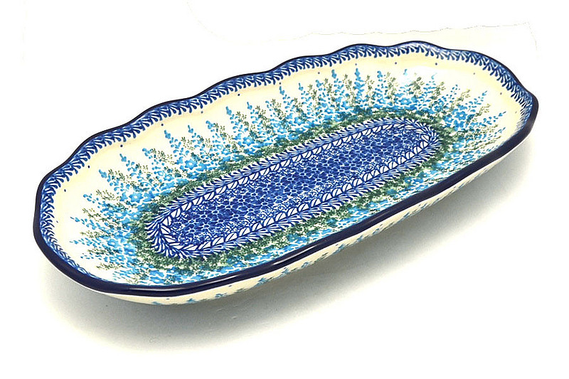 Ceramika Artystyczna Polish Pottery Scalloped Oval Tray - Virginia Blue Bells A42-3279a (Ceramika Artystyczna)