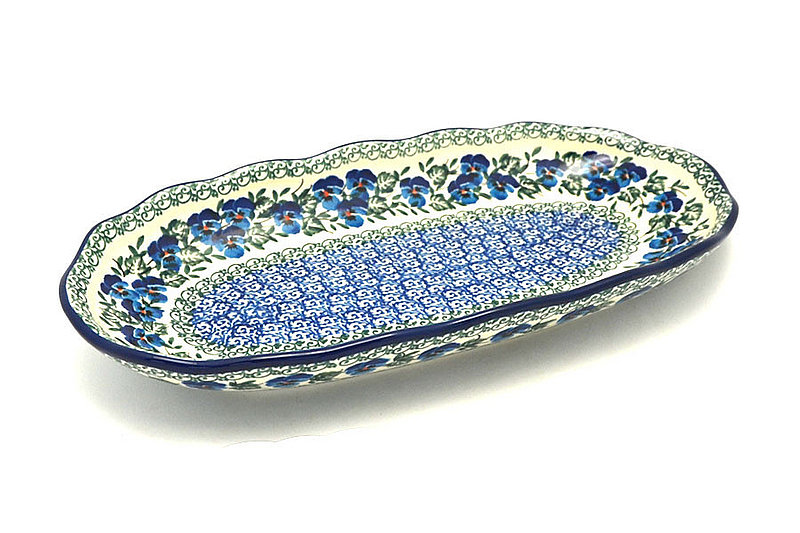 Ceramika Artystyczna Polish Pottery Scalloped Oval Tray - Winter Viola A42-2273a (Ceramika Artystyczna)