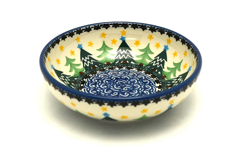 Ceramika Artystyczna Polish Pottery Small Shallow Bowl - Christmas Trees B89-1284a (Ceramika Artystyczna)