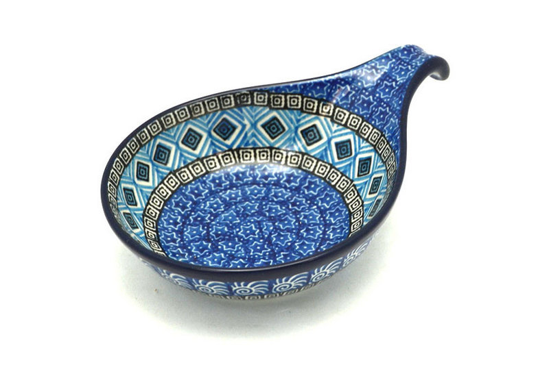 Polish Pottery Spoon/Ladle Rest  - Aztec Sky