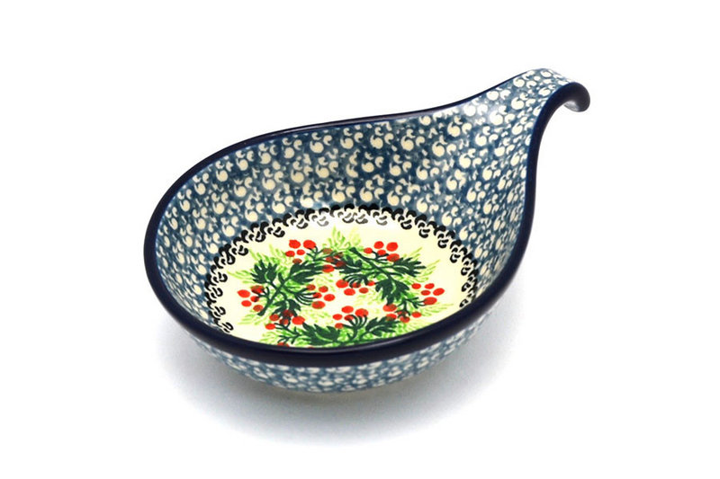 Polish Pottery Spoon/Ladle Rest  - Holly Berry