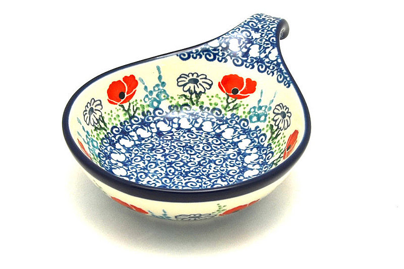 Ceramika Artystyczna Polish Pottery Spoon/Ladle Rest - Red Poppy Garden 174-2901a (Ceramika Artystyczna)
