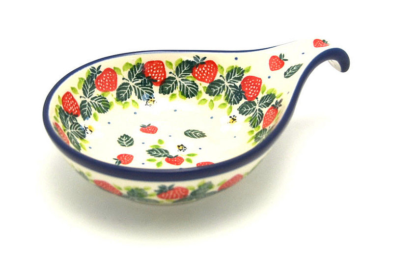 Polish Pottery Spoon/Ladle Rest  - Strawberry Field