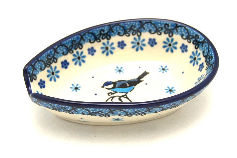 Polish Pottery Spoon Rest - Bluebird