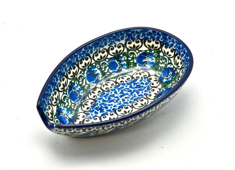 Polish Pottery Spoon Rest - Peacock Feather