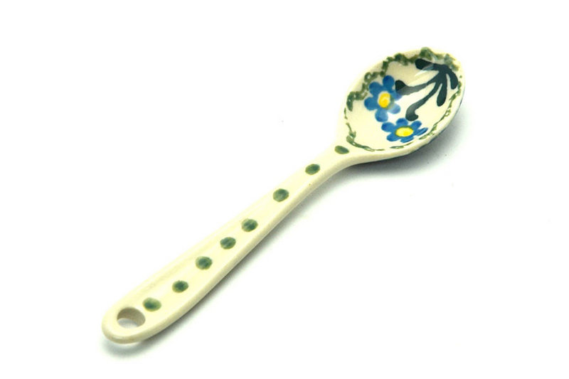 Polish Pottery Spoon - Small - Blue Spring Daisy