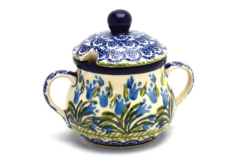 Polish Pottery Sugar Bowl - Blue Bells