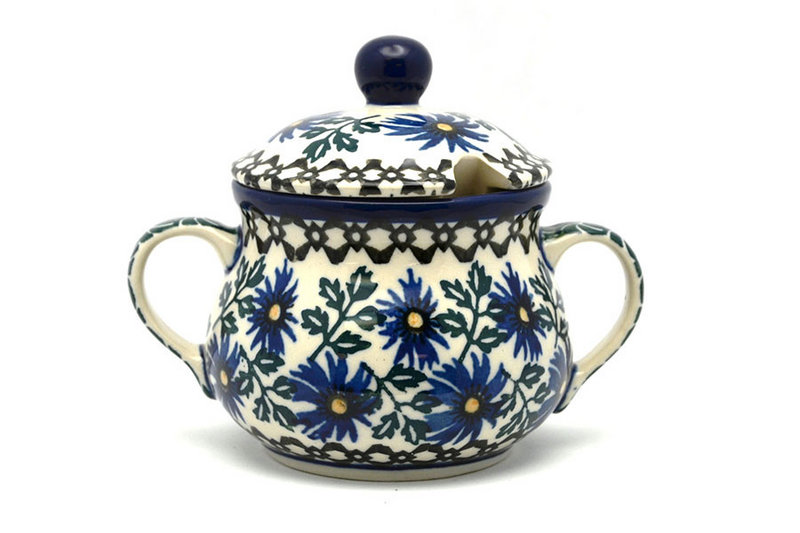 Polish Pottery Sugar Bowl - Blue Chicory