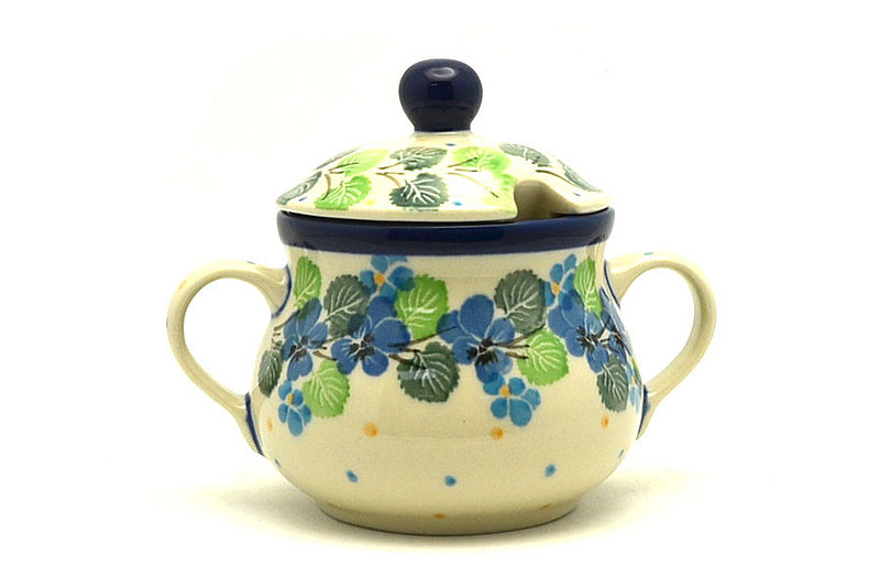 Polish Pottery Sugar Bowl - Spring Viola