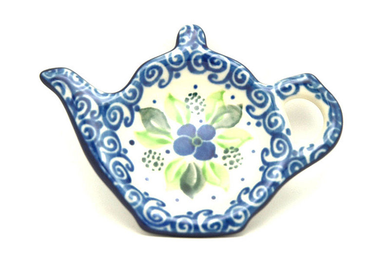 Polish Pottery Tea Bag Holder - Blue Phlox