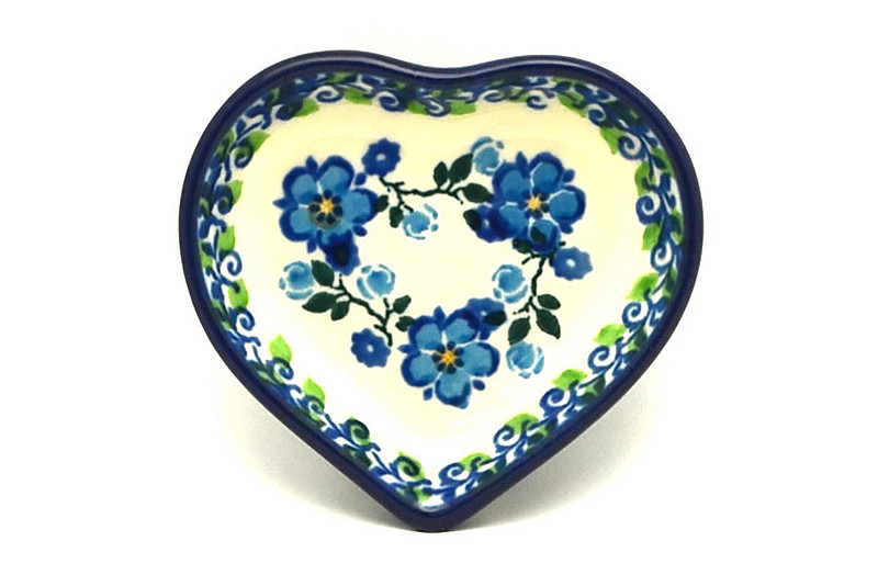 Ceramika Artystyczna Polish Pottery Tea Bag Holder - Heart - Calico B64-2251a (Ceramika Artystyczna)