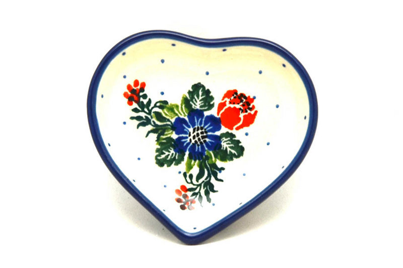 Ceramika Artystyczna Polish Pottery Tea Bag Holder - Heart - Garden Party B64-1535a (Ceramika Artystyczna)