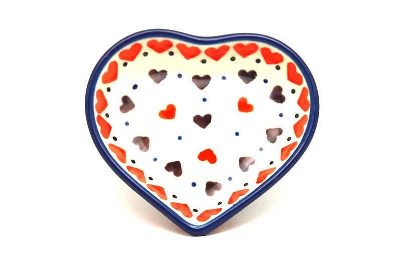 Ceramika Artystyczna Polish Pottery Tea Bag Holder - Heart - Love Struck B64-2108a (Ceramika Artystyczna)