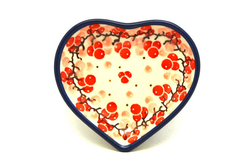 Ceramika Artystyczna Polish Pottery Tea Bag Holder - Heart - Pink Peppercorn B64-2387a (Ceramika Artystyczna)