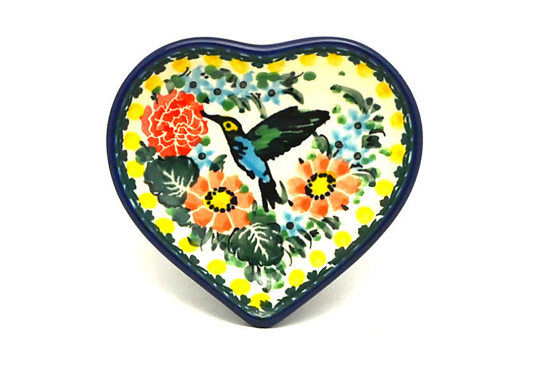 Ceramika Artystyczna Polish Pottery Tea Bag Holder - Heart - Unikat Signature - U3357 B64-U3357 (Ceramika Artystyczna)